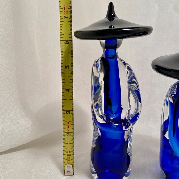 Formia Vetri Di Cobalt Blue & Clear Murano Glass Asian Fiqurines - Picture 6 of 16